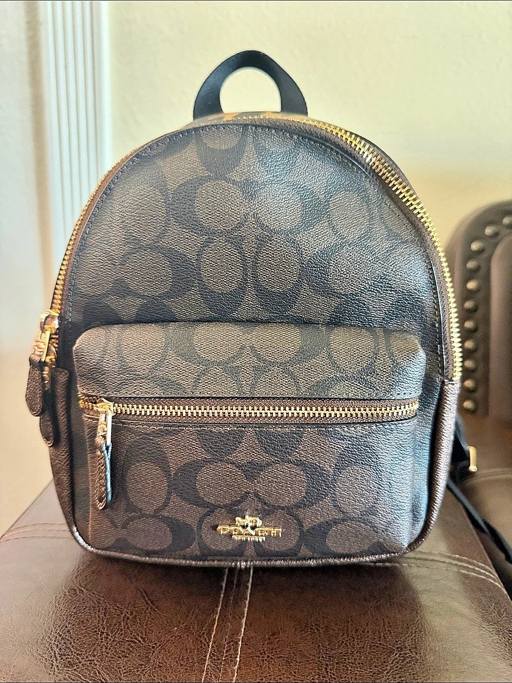 Coach Mini Backpack Leopard Print Brown & Black Like New